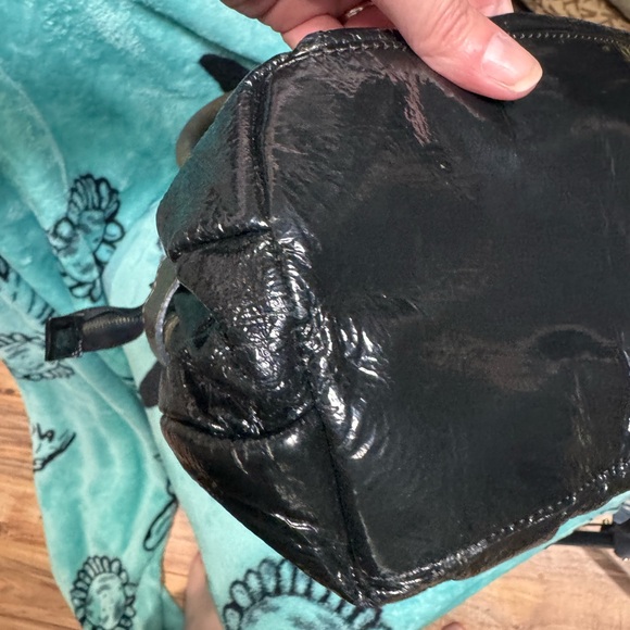 See By Chloé Black Patent Shoulder Bag with Brown Trim main image 6